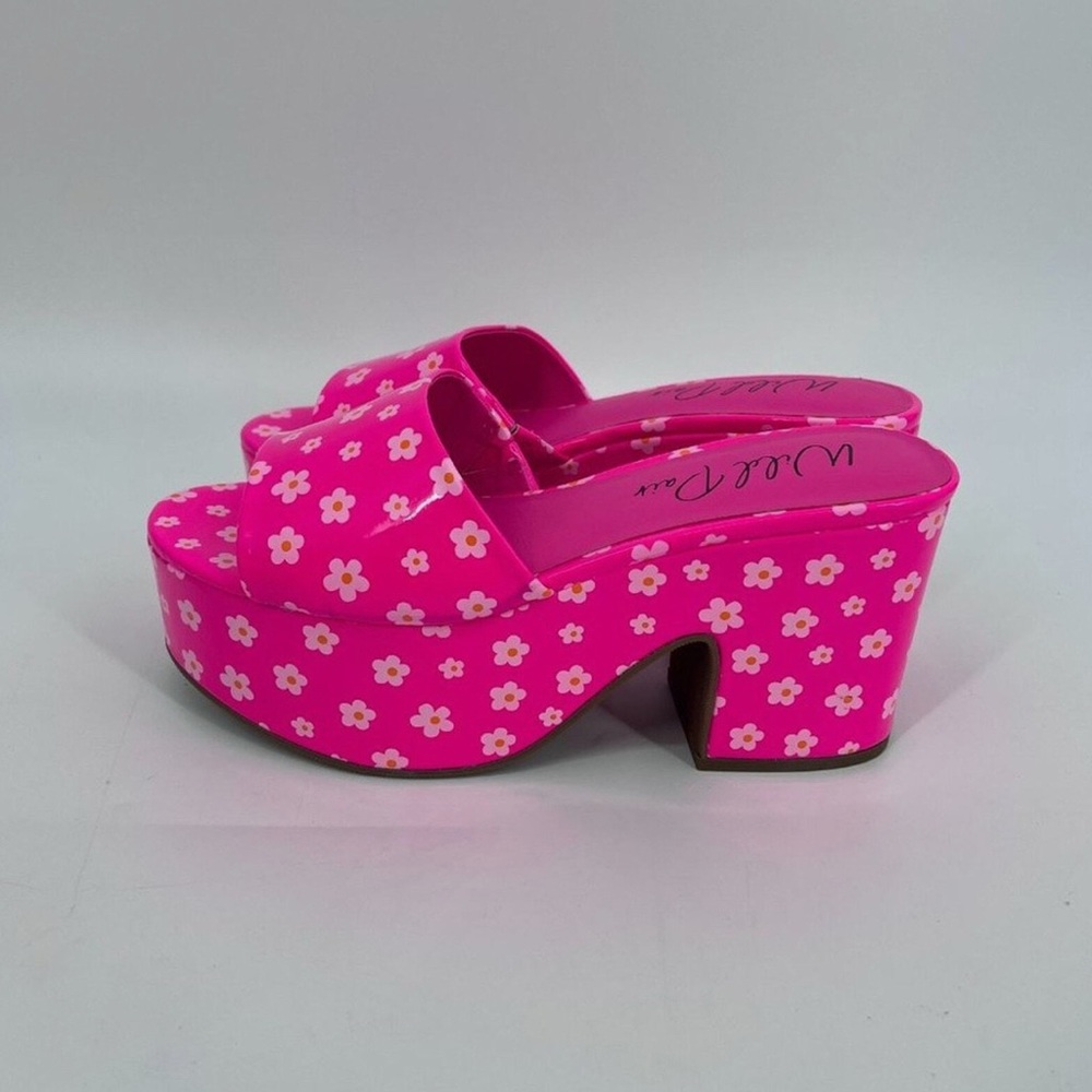 Wild Pair Hot Pink Floral Platform Mules